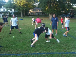 Pelham players and coaches at a practice at Prospect Hill last month.